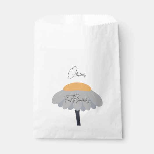 ファーストバースデーパーティカモミール花かわいいパステル フェイバーバッグ (正面)