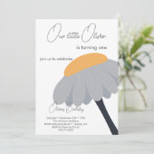 ファーストバースデーパーティカモミール花かわいいパステル 招待状 (スタンド正面)