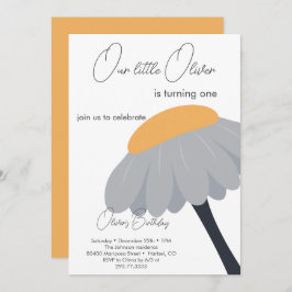 ファーストバースデーパーティカモミール花かわいいパステル 招待状