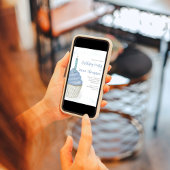 ファーストバースデーパーティーかわいいブルーボーイカップケーキ 招待状