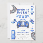 ファーストバースデーパーティーで成長するレースカー 招待状 (正面)