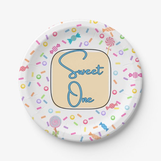 ファーストバースデーパーティーのプレート Sweet One ペーパープレート (正面)