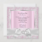 ファーストバースデーパーティーガールズピンクダイヤモンドティアラ2 招待状 (裏面)