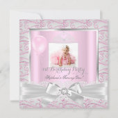 ファーストバースデーパーティーガールズピンクダイヤモンドティアラ2 招待状 (正面)