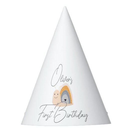 ファーストバースデーパーティースネイルレインボー パーティーハット (正面)