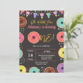 ファーストバースデーパーティードーナウトテーマ招待状 招待状 (スタンド正面)