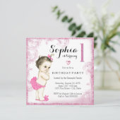 ファーストバースデーパーティーピンクグリッター女子 招待状 (スタンド正面)