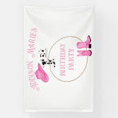 ファーストバースデーパーティーピンク女性のカーボーイ 横断幕 (縦)