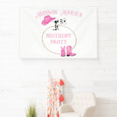ファーストバースデーパーティーピンク女性のカーボーイ 横断幕 (インサイチュ)