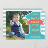 ファーストバースデーパーティーブルーボーイ招待状 招待状 (正面/裏面)