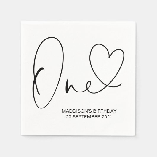 ファーストバースデーパーティーワンお祝いナプキンス スタンダードカクテルナプキン (正面)