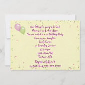 ファーストバースデーパーティー招待状 招待状 (裏面)