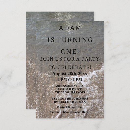 ファーストバースデーパーティー航海のビーチカスタム2023 招待状 (正面/裏面)