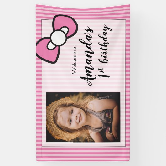 ファーストバースデーパーティー　フォト　ウェルカム 横断幕 (縦)