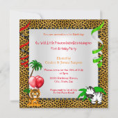 ファーストバースデーレオパードジャングルサファリ ワイルド エスニック 招待状 (裏面)