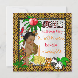 ファーストバースデーレオパードジャングルサファリ ワイルド エスニック 招待状