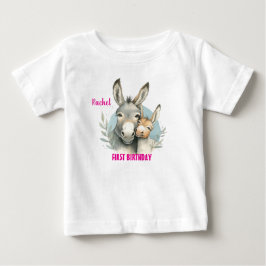 ファーストバースデー かわいい ロバ 名入れ ベビーTシャツ