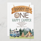 ファーストバースデー ハッピーキャンパー ご招待 招待状 (正面/裏面)