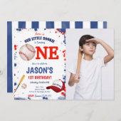 ファーストバースデー　ベースボール　フォト　招待 招待状 (正面/裏面)