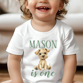 ファーストバースデー 子犬 ベビーTシャツ