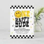 ファーストバースデー 招待状 男の子 One Happy Dude (スタンド正面)