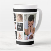 ファーストパザーズデー5フォトコラージュ白黒 カフェラテマグ (右アングル)