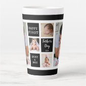 ファーストパザーズデー5フォトコラージュ白黒 カフェラテマグ (正面)