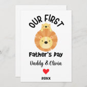 ファーストパーソナライズされたファーザーズデー、パパ&ライオンの子 シーズンカード (正面/裏面)