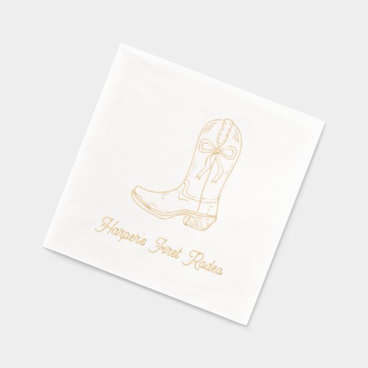 ファーストパーソナライズされたロデオ誕生日金ゴールドナプキンス 箔ナプキン (左)