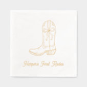 ファーストパーソナライズされたロデオ誕生日金ゴールドナプキンス 箔ナプキン (正面)