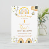 ファーストビーデイのまわりにガールズ誕生日 招待状 (スタンド正面)