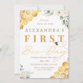 ファーストビーデイビー誕生日ガールフローラ 招待状 (正面)