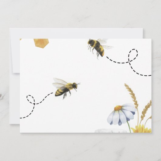 ファーストビー誕生日イエロービー&ヒマワリ写真 招待状 (裏面)