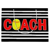 ファーストピッチソフトボールカスタムコーチ選手チームカラースポーツ ラージペーパーバッグ (正面)