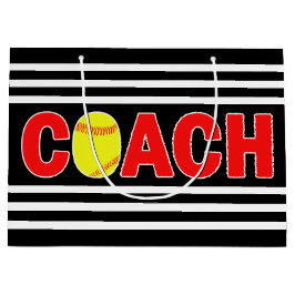 ファーストピッチソフトボールカスタムコーチ選手チームカラースポーツ ラージペーパーバッグ