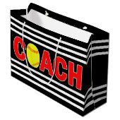 ファーストピッチソフトボールカスタムコーチ選手チームカラースポーツ ラージペーパーバッグ (正面アングル)