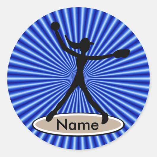 ファーストピッチソフトボール投手ステッカー ラウンドシール (正面)