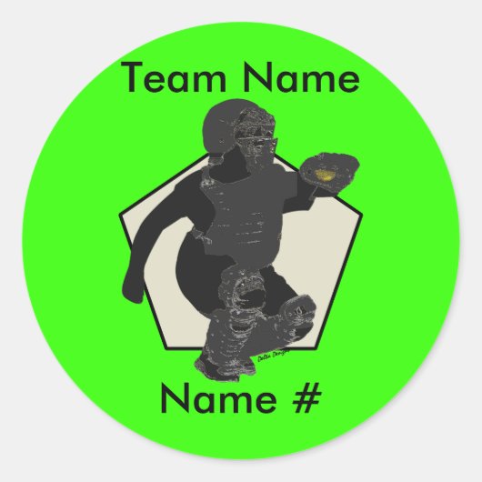 ファーストピッチソフトボール捕手シール ラウンドシール (正面)