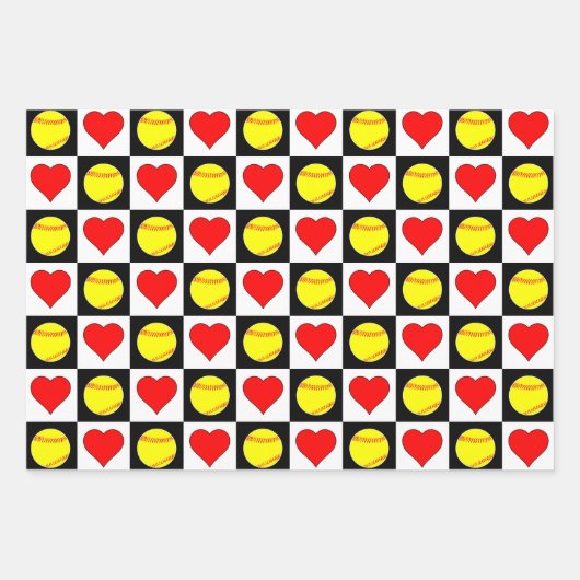 ファーストピッチソフトボール選手/チームパーティーギフト ラッピングペーパーシート (正面3)