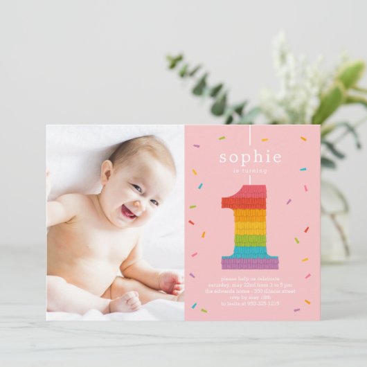 ファーストピナタベビーファーストバースデーパーティーの招待 招待状 (スタンド正面)