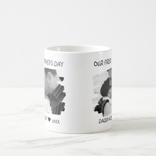 ファーストファーズデイニューダッドベビーフォト白黒   コーヒーマグカップ (中央)