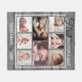 ファーストファーズ·ファーザーズ·デイ·グレイ·ウッド8フォトコラージュ   フリースブランケット (正面(横))