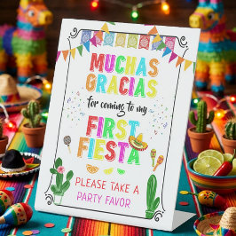 ファーストフィエスタカラフルなメキシカン1歳の誕生日パーティーのお礼ギフト 台座サイン