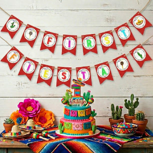 ファーストフィエスタカラフルメキシカン1歳の誕生日パーティー バンティングフラッグ