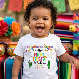 ファーストフィエスタカラフルメキシカン1歳の誕生日パーティー ベビーTシャツ