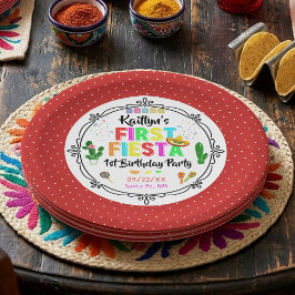 ファーストフィエスタカラフルメキシカン1歳の誕生日パーティー ペーパープレート