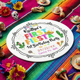 ファーストフィエスタカラフルメキシカン1歳の誕生日パーティー ラウンドペーパーコースター