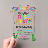 ファーストフィエスタカラフルメキシコ系1歳の誕生日パーティー アクリル招待状 (インサイチュ (ポータブル))