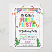 ファーストフィエスタカラフルメキシコ系1歳の誕生日パーティー 招待状 (正面)