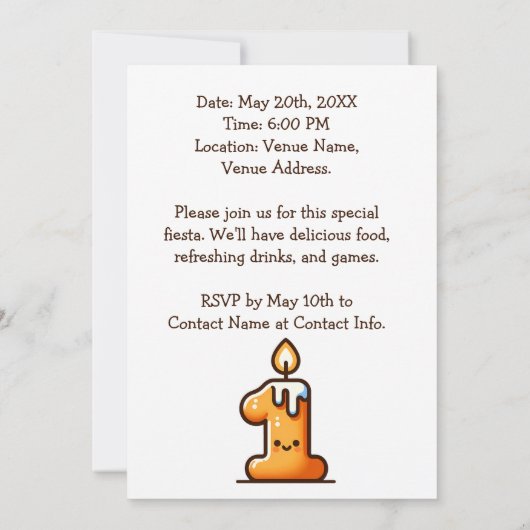 ファーストフィエスタサボス誕生日カスタム写真 招待状 (裏面)